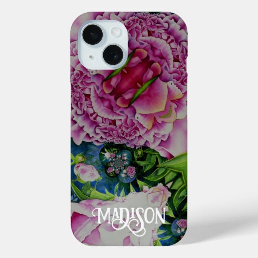 抽象芸術サイケデリックピンク花模様花 Case-Mate iPhoneケース (裏面)