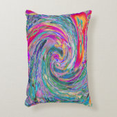 抽象芸術サイケデリックフローラ色の虹の波 アクセントクッション (正面(垂直))