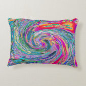 抽象芸術サイケデリックフローラ色の虹の波 アクセントクッション (裏面)