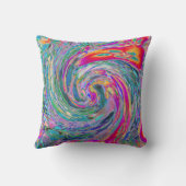 抽象芸術サイケデリックフローラ色の虹の波 クッション (裏面)