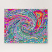 抽象芸術サイケデリックフローラ色の虹の波 ジグソーパズル (横)