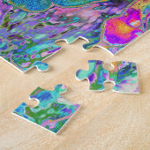 抽象芸術サイケデリックフローラ色の虹の波 ジグソーパズル (側面)