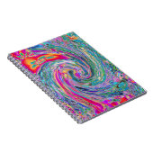 抽象芸術サイケデリックフローラ色の虹の波 ノートブック (右側)