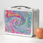 抽象芸術サイケデリックフローラ色の虹の波 メタルランチボックス (インサイチュ)