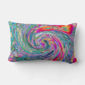 抽象芸術サイケデリックフローラ色の虹の波 ランバークッション (裏面)