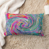 抽象芸術サイケデリックフローラ色の虹の波 ランバークッション (ブランケット)