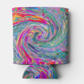 抽象芸術サイケデリックフローラ色の虹の波 缶クーラー (裏面)