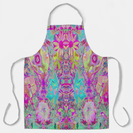 抽象芸術サイケデリックマゼンタアンドアクアガーデンアート エプロン
