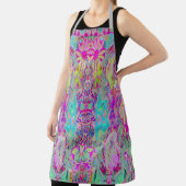 抽象芸術サイケデリックマゼンタアンドアクアガーデンアート エプロン (インサイチュ)