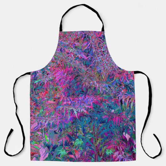 抽象芸術サイケデリックレインボーカラーズベージュガーデン エプロン (正面)