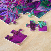 抽象芸術サイケデリックレインボーカラーズベージュガーデン ジグソーパズル (側面)