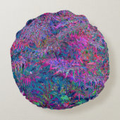 抽象芸術サイケデリックレインボーカラーズベージュガーデン ラウンドクッション (裏面)
