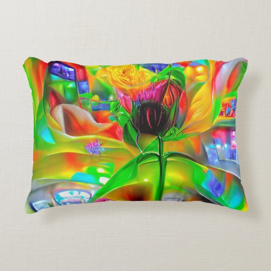 抽象芸術サイケデリック花 アクセントクッション (正面)