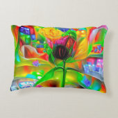 抽象芸術サイケデリック花 アクセントクッション (裏面)
