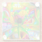 抽象芸術サイケデリック花 ガラスコースター (裏面)