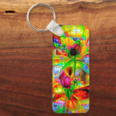 抽象芸術サイケデリック花 キーホルダー (正面)