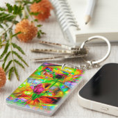 抽象芸術サイケデリック花 キーホルダー (正面右)