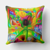 抽象芸術サイケデリック花 クッション (裏面)