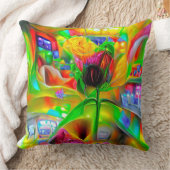 抽象芸術サイケデリック花 クッション (ブランケット)