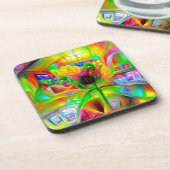 抽象芸術サイケデリック花 コースター (左側)