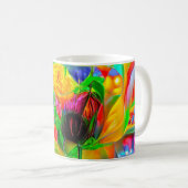 抽象芸術サイケデリック花 コーヒーマグカップ (正面右)