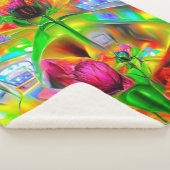 抽象芸術サイケデリック花 シェルパブランケット (3/4)