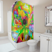 抽象芸術サイケデリック花 シャワーカーテン (インサイチュ)