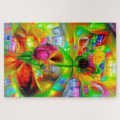 抽象芸術サイケデリック花 ジグソーパズル (横)