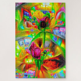抽象芸術サイケデリック花 ジグソーパズル