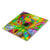 抽象芸術サイケデリック花 タイル (側面)