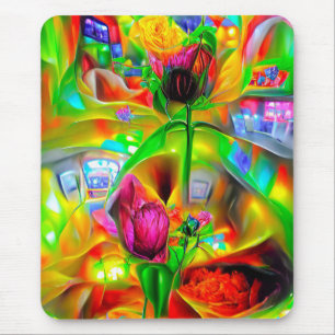 抽象芸術サイケデリック花 マウスパッド