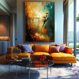 抽象芸術サッカーのゴールキーパーアート キャンバスプリント