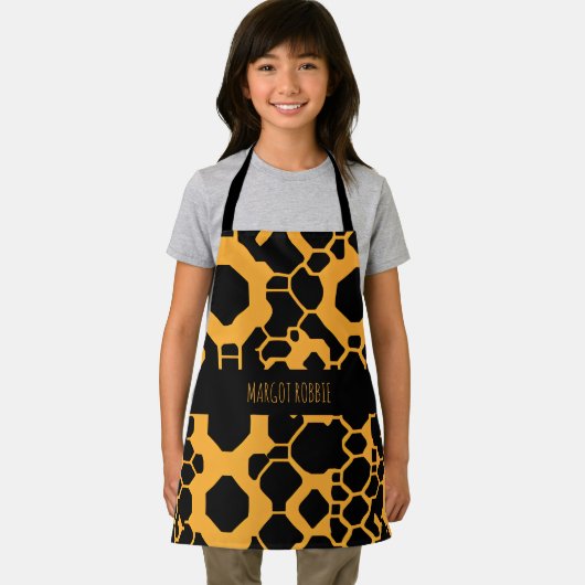 抽象芸術サッカーハーフトーンブラックイエローパターン エプロン (インサイチュ)