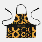 抽象芸術サッカーハーフトーンブラックイエローパターン エプロン (正面)