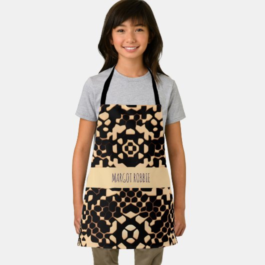 抽象芸術サッカーハーフトーンブラックビアパターン エプロン (インサイチュ)