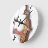 抽象芸術サックス奏者、音楽および楽器 ラウンド壁時計 (傾斜)