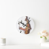 抽象芸術サックス奏者、音楽および楽器 ラウンド壁時計 (ホーム)