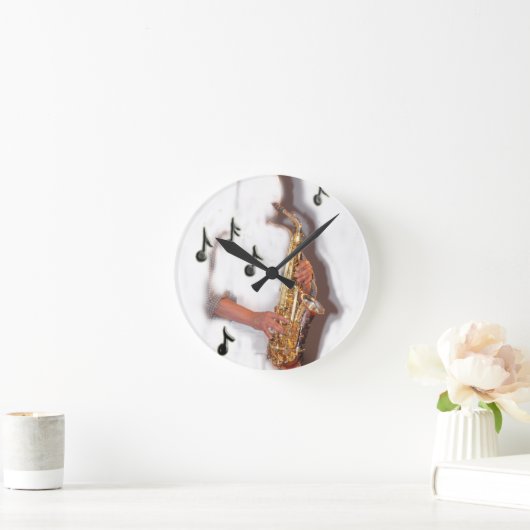 抽象芸術サックス奏者、音楽および楽器 ラウンド壁時計 (ホーム)