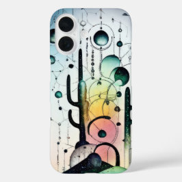 抽象芸術サボテンの世界カバー iPhone 16ケース