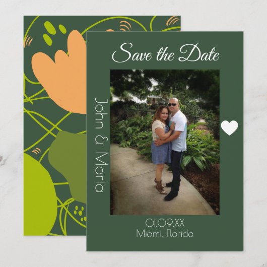 抽象芸術サボテン図形パターン日付の保存 招待状 (正面/裏面)