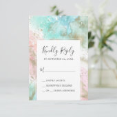 抽象芸術サマーウォーターシンプルカラーRSVPカード 出欠カード (スタンド正面)