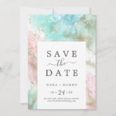 抽象芸術サマーセーブ・ザ・デート案内カード セーブザデート (正面)