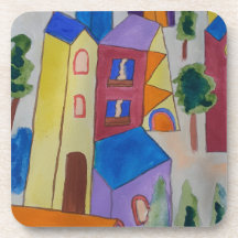 抽象芸術サマービレッジプラスチックコースター