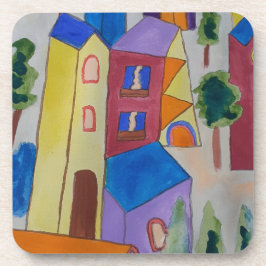 抽象芸術サマービレッジプラスチックコースター コースター