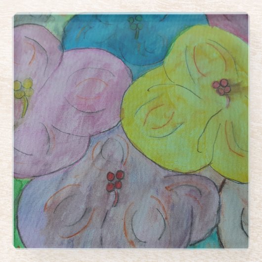 抽象芸術サマーフローラガラスコースター ガラスコースター (正面)