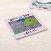 抽象芸術サマーフローラパーソナライズされた紙コースター スクエアペーパーコースター (アングル)