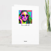 抽象芸術サングラスにカラフル登場するデジタルアートの女性 カード (裏面)