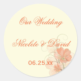 抽象芸術サンゴライムフローラ封筒用シール ラウンドシール