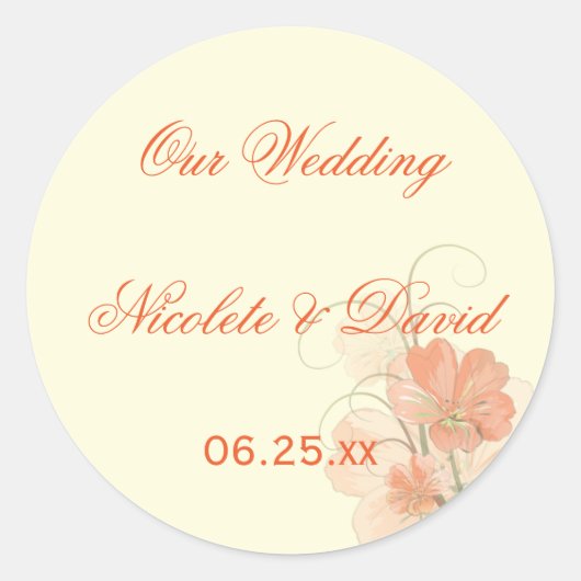 抽象芸術サンゴライムフローラ封筒用シール ラウンドシール (正面)