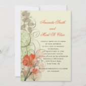 抽象芸術サンゴライム花スワーズ結婚式の招待 招待状 (正面)